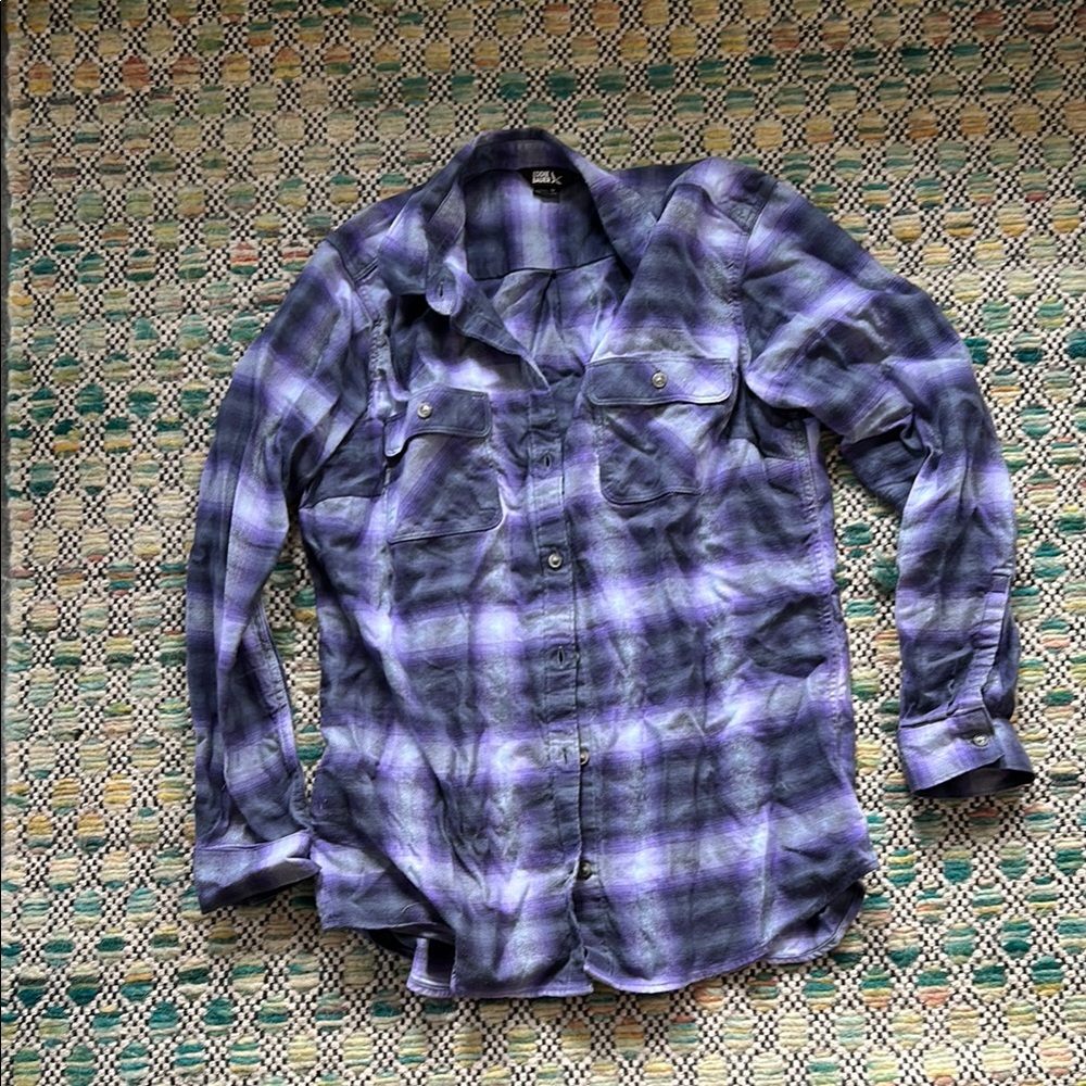 Purple flannel Plaid Button-Up Shirt